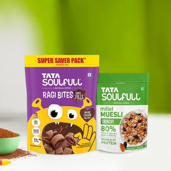 Millet Muesli - Crunchy 500g + Ragi Bites Choco Fills 1000g | 1500g