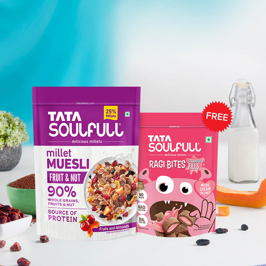 Millet Muesli - Fruit & Nut | 500g + Strawberry Fills 250g (Free)