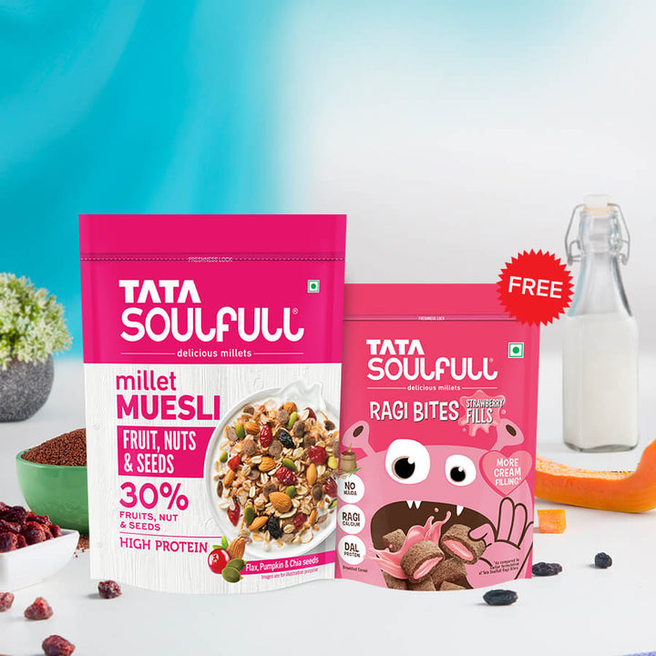 Fruit, Nut & Seeds Millet Muesli - 500g + Strawberry Fills 250g (Free) | 750g