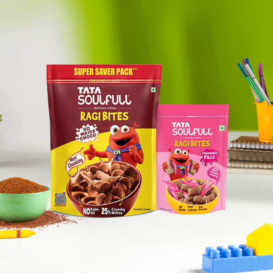 Ragi Bites - No Maida Choco 1200g + Ragi Bites Strawberry Fills 250g | 1450g