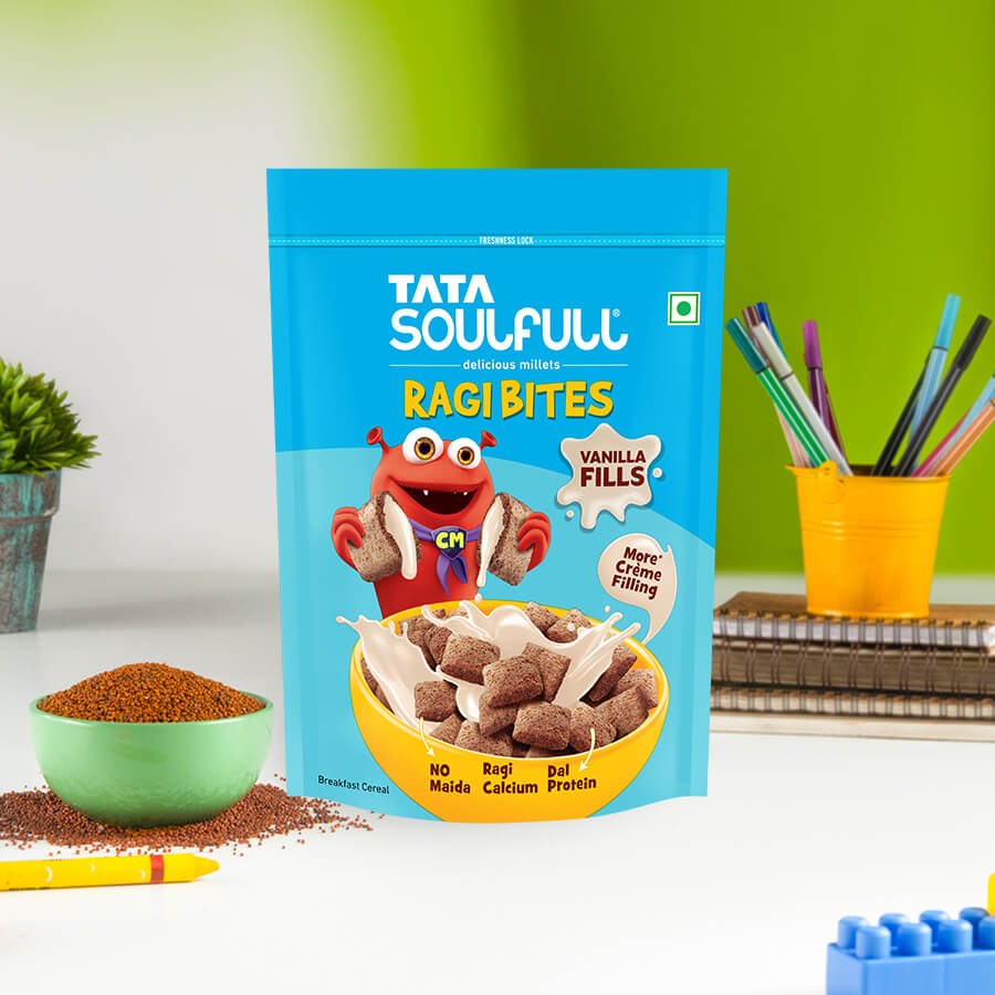 Ragi Bites Vanilla Fills 250g + Choco Sticks Jar Sticker (30 Sticks) Combo | 556g
