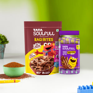 Ragi Bites No Maida Chocos 375g + Choco Sticks Jar Sticker (34 Sticks) Combo | 681g