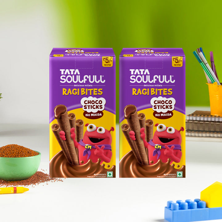 Ragi Bites Choco Sticks Box (34 Sticks) Combo - Pack of two |612g