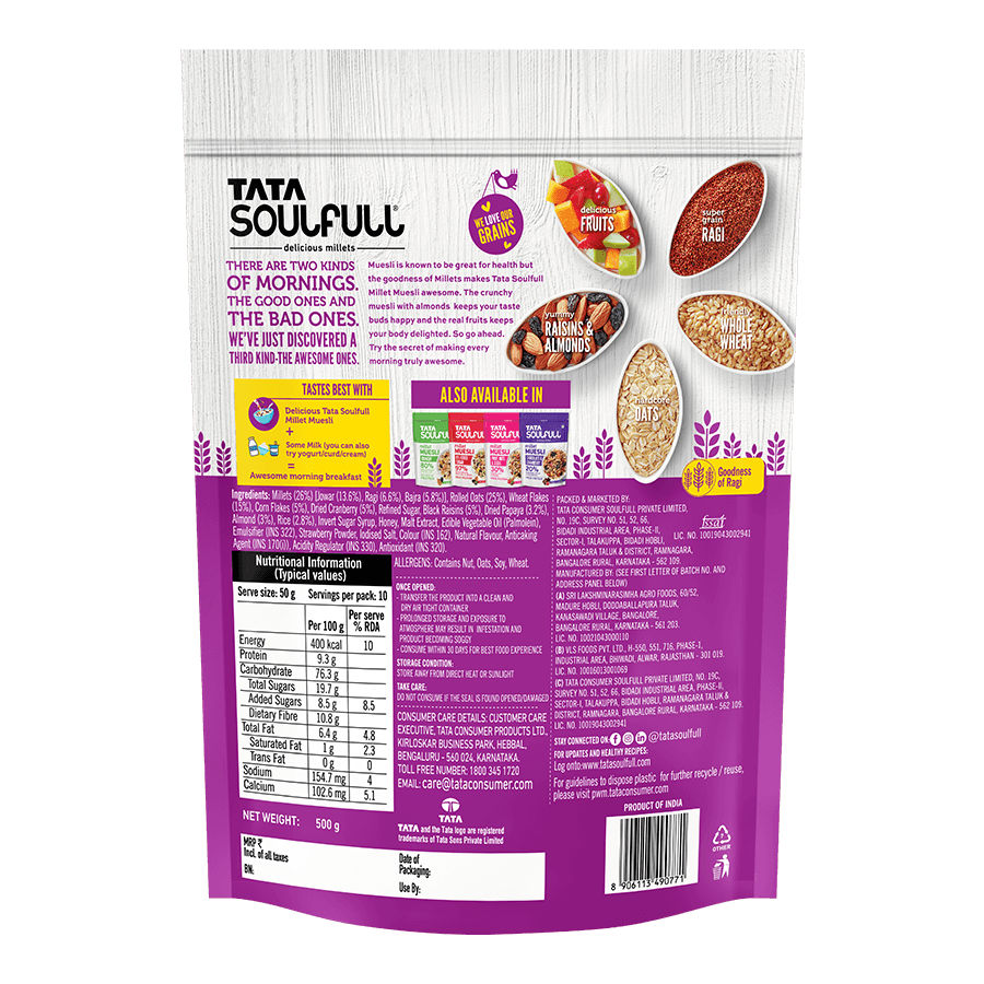 Millet Muesli - Fruit & Nut | 500g + Choco Fills 250g (Free)