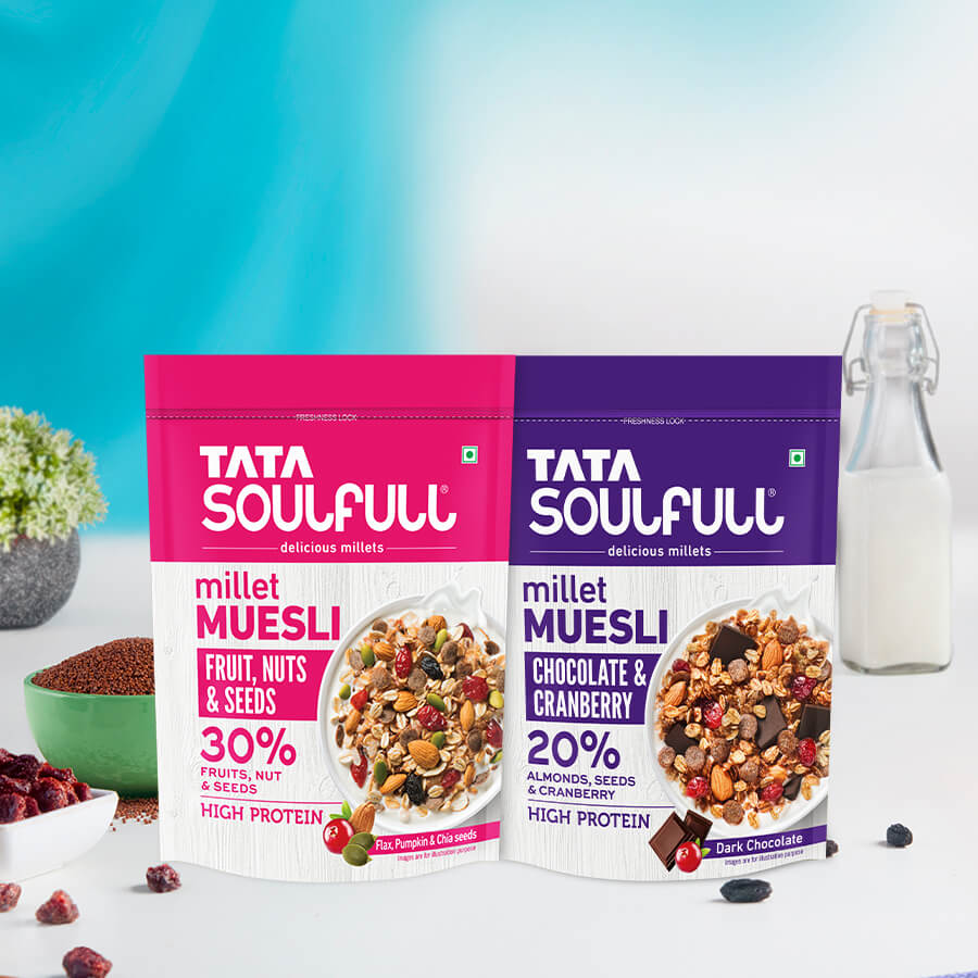 Fruit, Nut & Seeds Muesli 500g + Chocolate & Cranberry Muesli 500g | Pack of 2 (1kg)